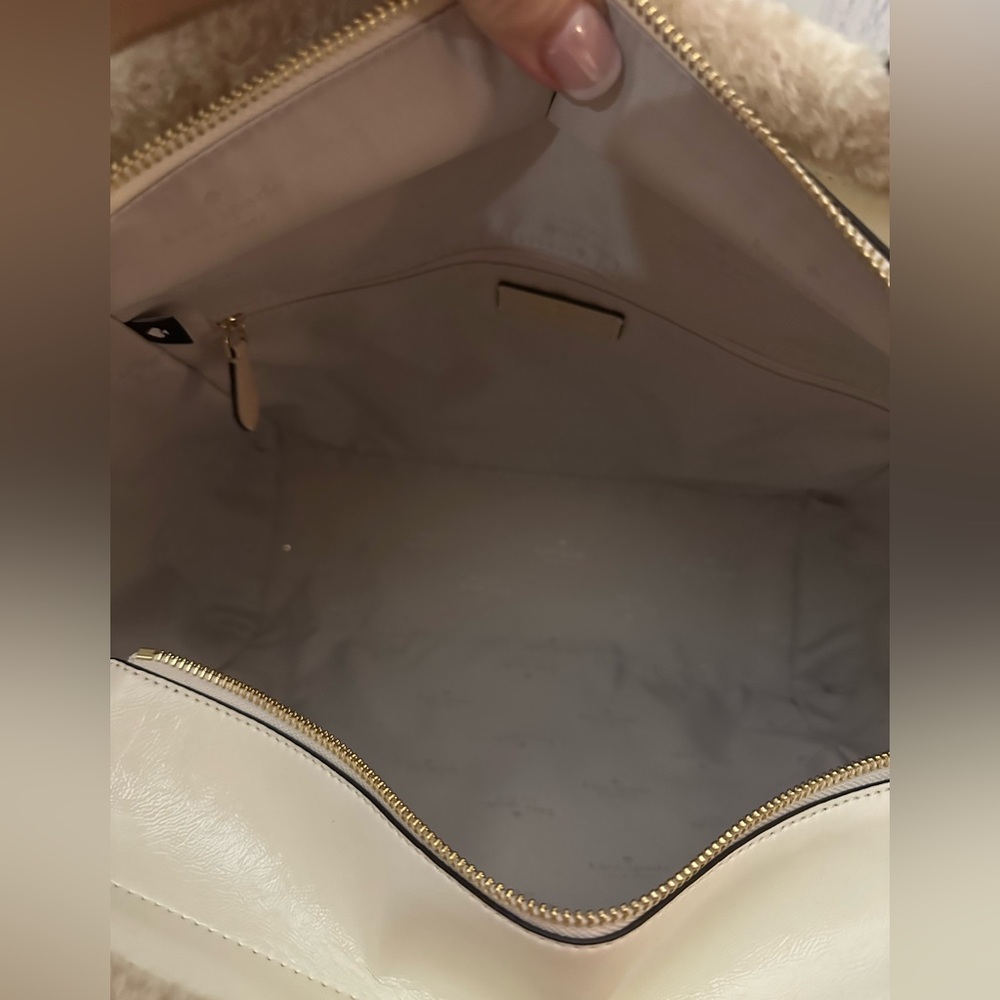 Kate Spade Cream Tote with Sherpa Trim - Picture 10 of 13